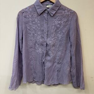 Vintage Concept Lavender Embroidered Button-Front Blouse size 10